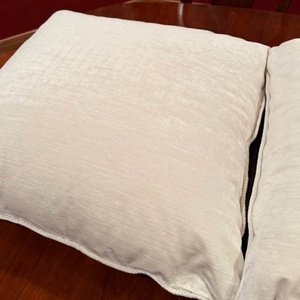 Set of Two Velvet Ivory PILLOW COVERS - 26x26
